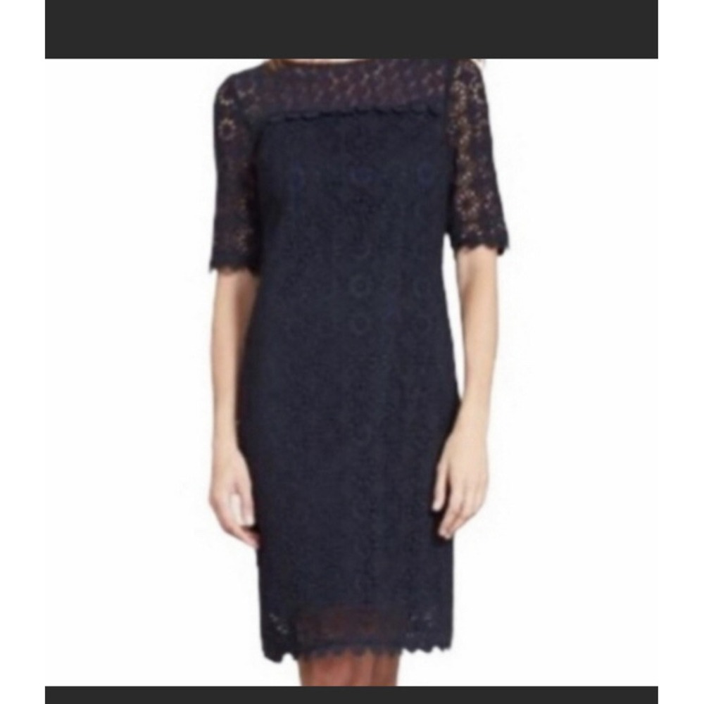 Boden Poppy Lace Shift Dress Navy Blue New with Tags Size US 8 Long UK 12 Long